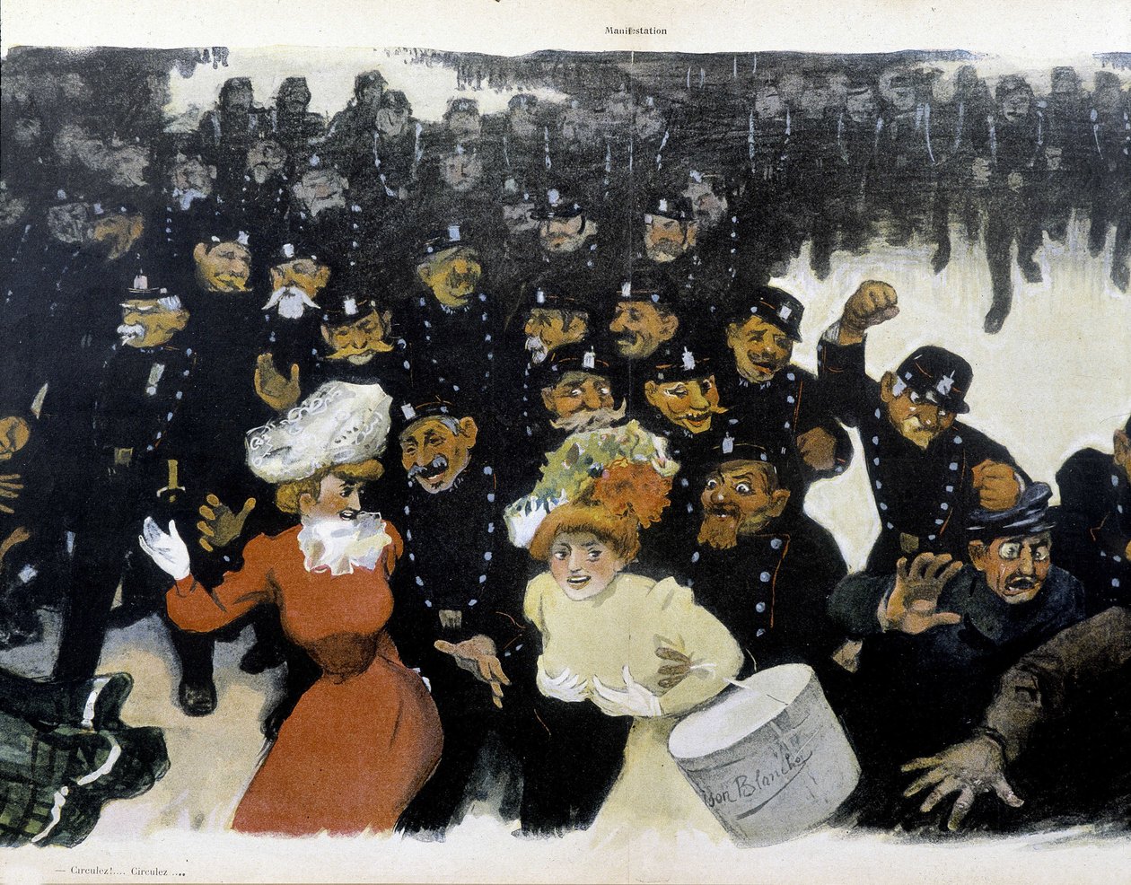 Demonstratie rond 1901 - tekening van GRÜN door Jules Alexandre Gruen or Grun