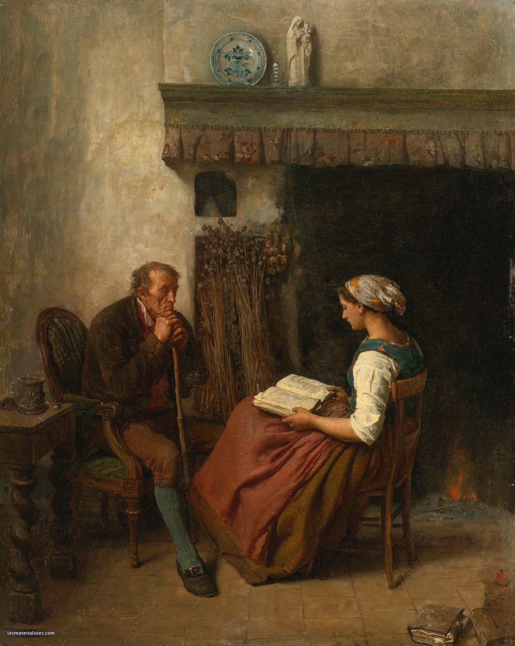 Jules Breton, 1865 - Lezen door Jules Breton