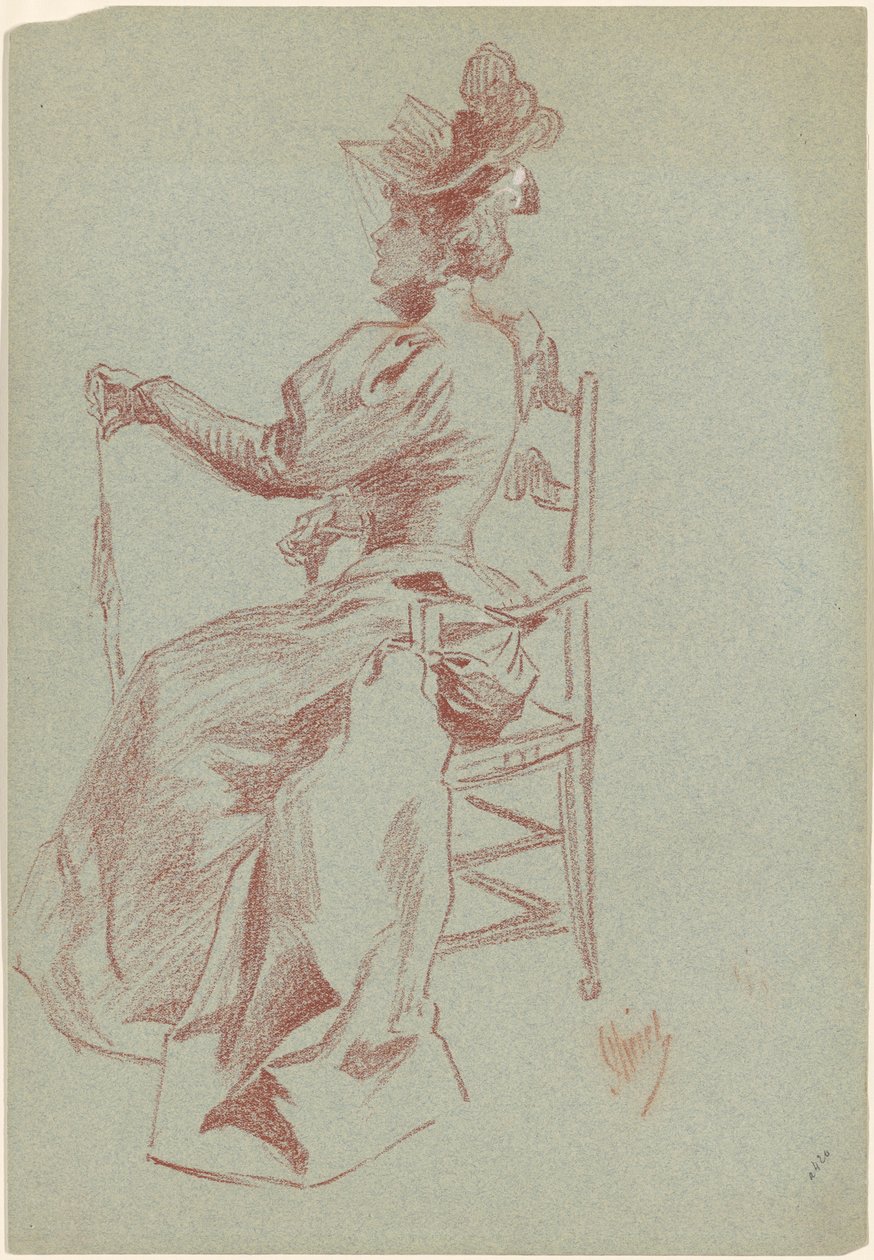 Elegante dame zittend in een stoel door Jules Cheret