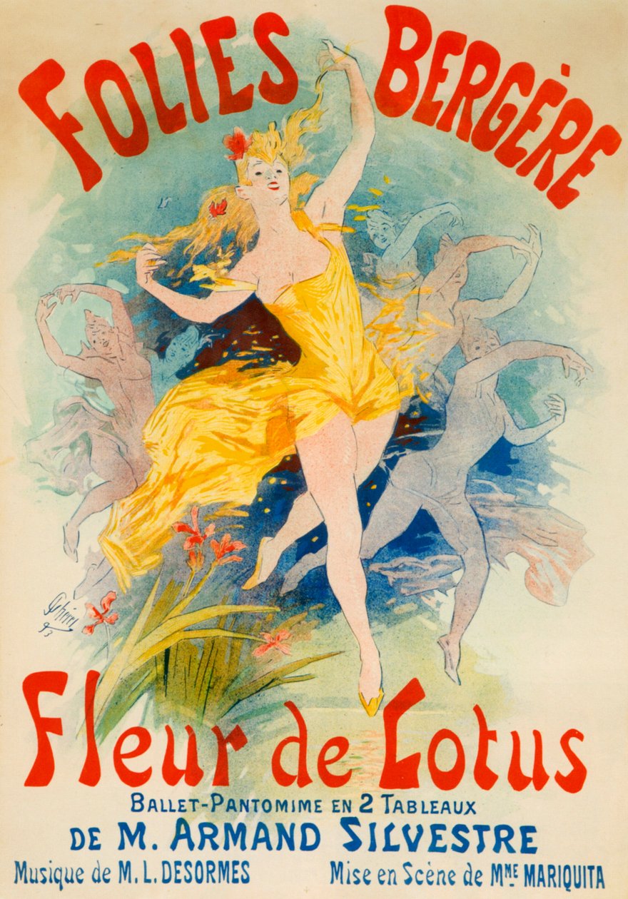Ballet Fleur de Lotus voor de Folies Bergère, Parijs door Jules Cheret