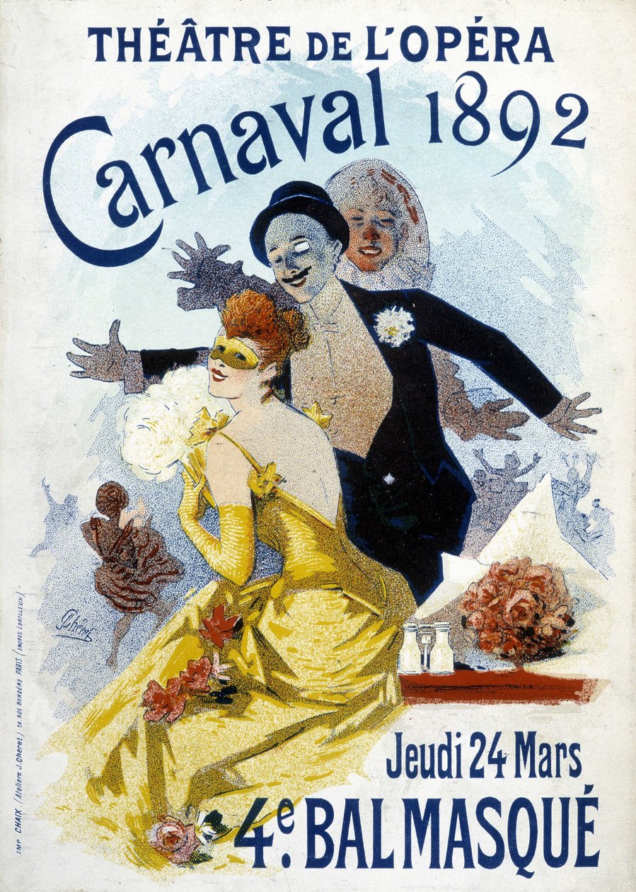 Poster van Cherret voor het carnaval van 1892 in het operatheater. door Jules Cheret