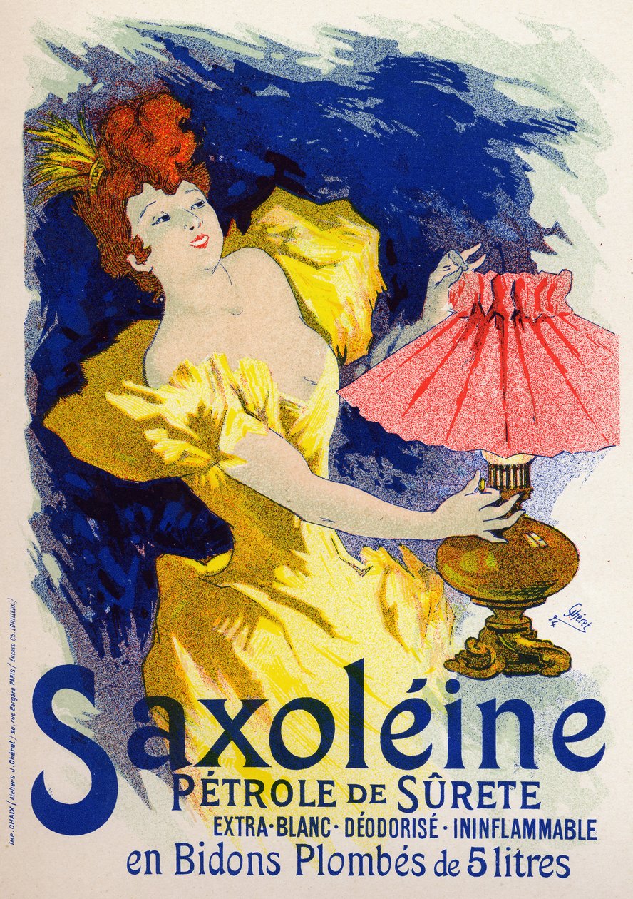Wetenschap. Energie. Saxoleine, olie voor lamp. Poster door Jules Cheret, Frankrijk door Jules Cheret