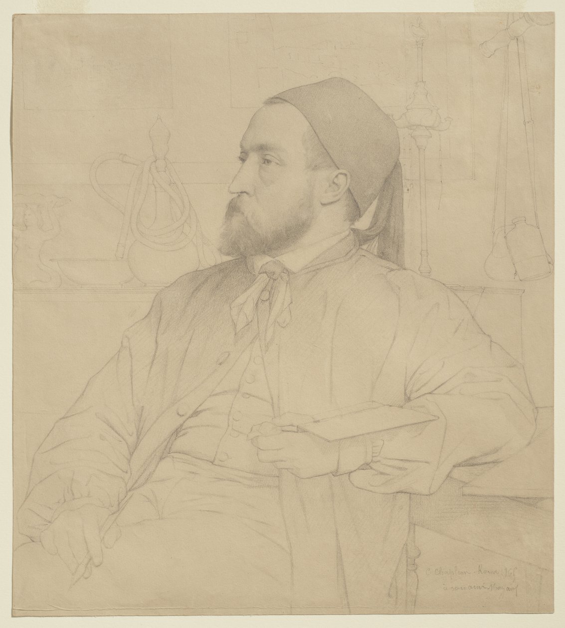 Portret van Constant Moyaux, architect, 1865 door Jules Clement Chaplain