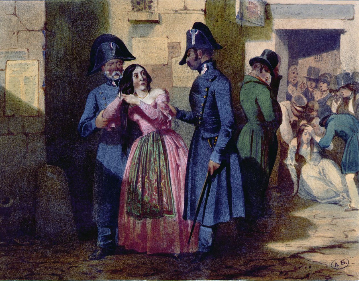Arrestatie van een prostituee door de politie, c.1835 door Jules David