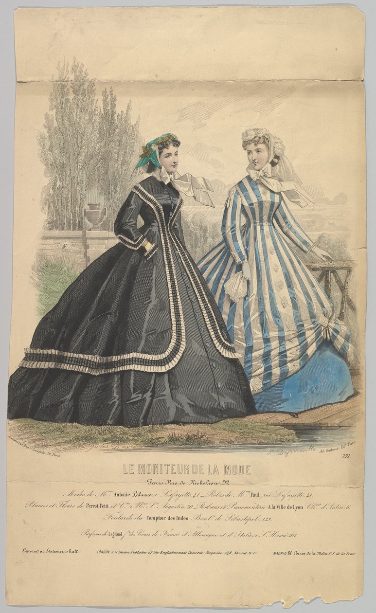Modes de Mme. Antonie Lalanne, No. 791, uit Le Moniteur de la Mode door Jules David