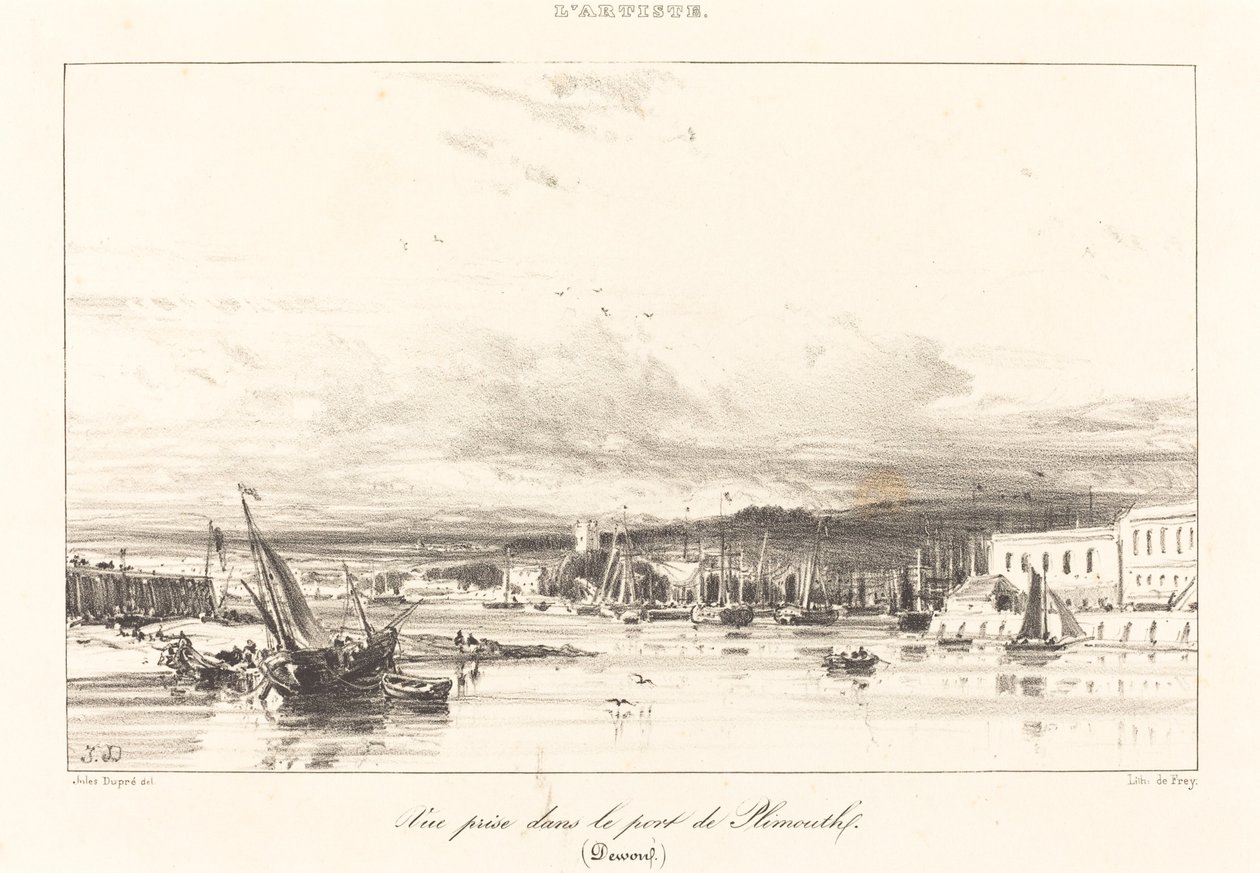 Uitzicht in Plymouth Port door Jules Dupré