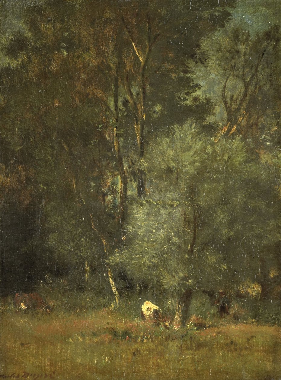 Uitzicht in het bos door Jules Dupre