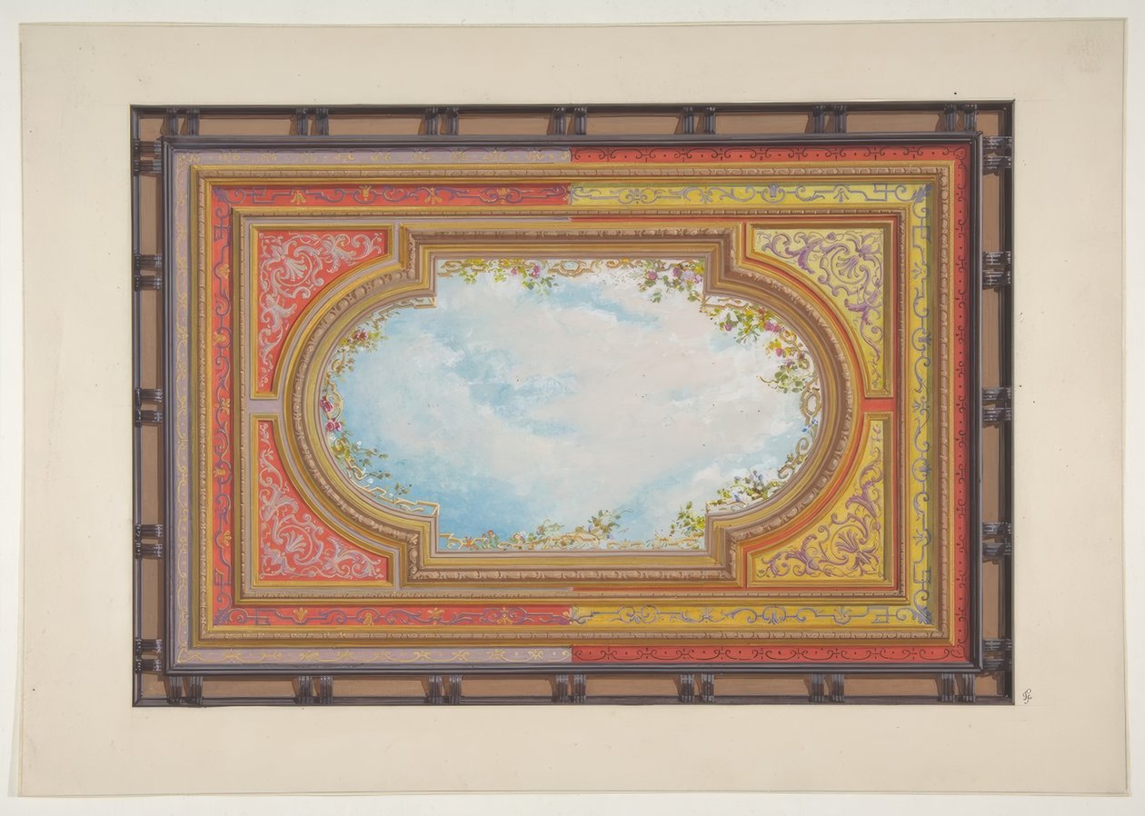 Ontwerp voor een plafond geschilderd met trompe l