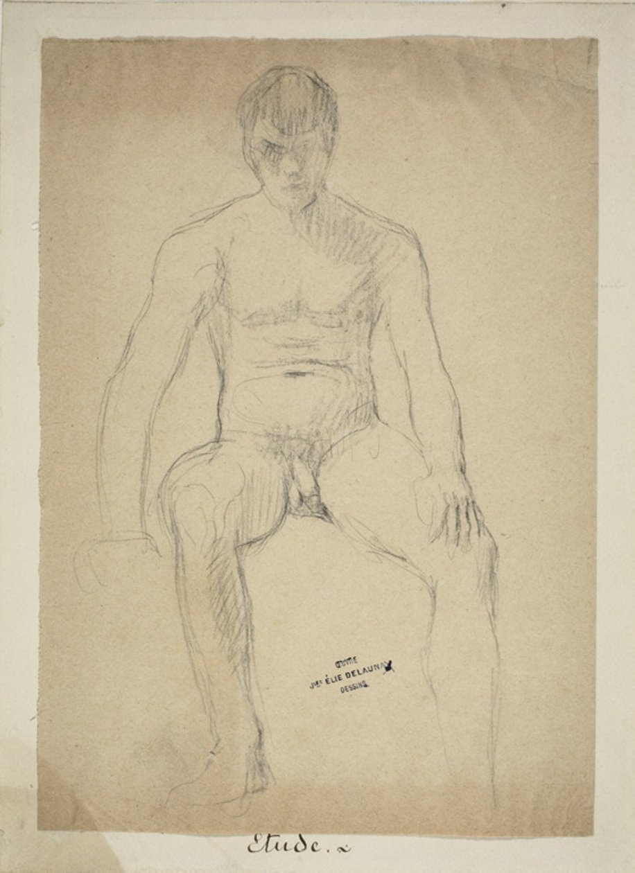 Zittende academische naakt door Jules Elie Delaunay