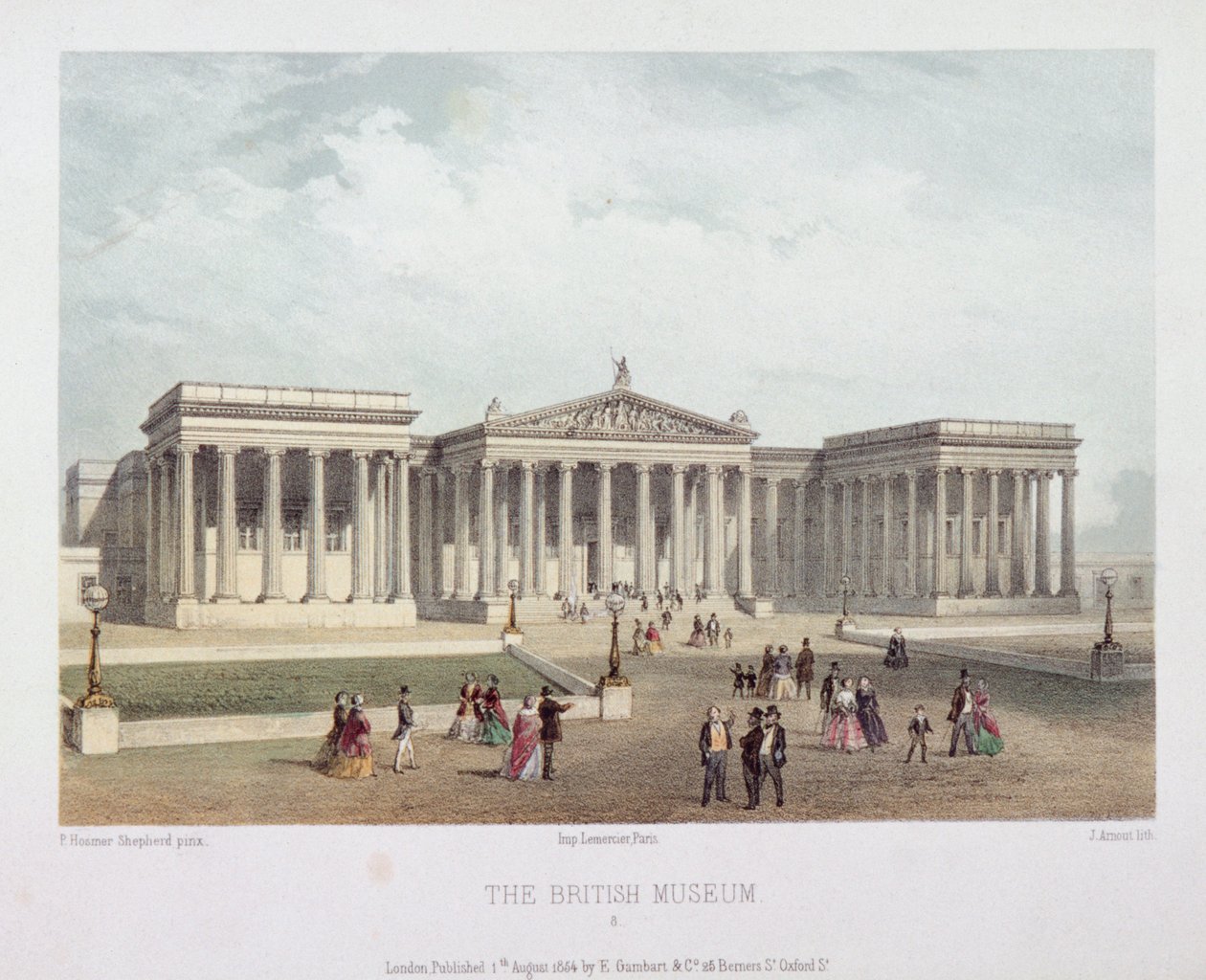 British Museum, Holborn, Londen, 1854 door Jules Louis Arnout
