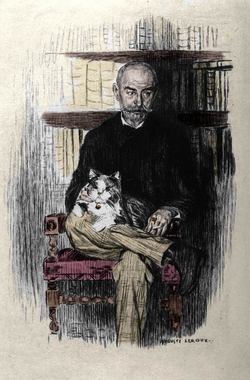Portret van Joris Karl Huysmans (1848-1907), schrijver en literatuurcriticus. Tekening door Auguste Leroux (1871-1954). door Jules Marie Auguste Leroux