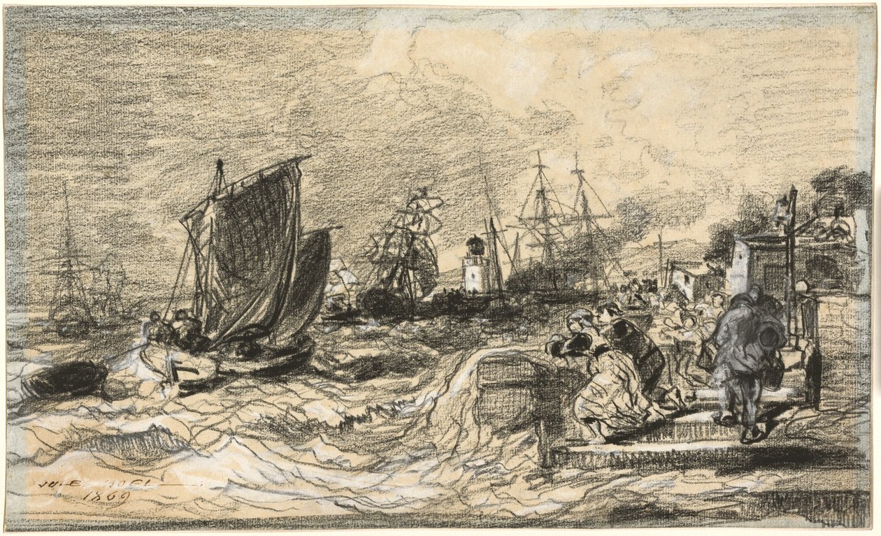 Bretonse haven met een naderende storm door Jules Noël