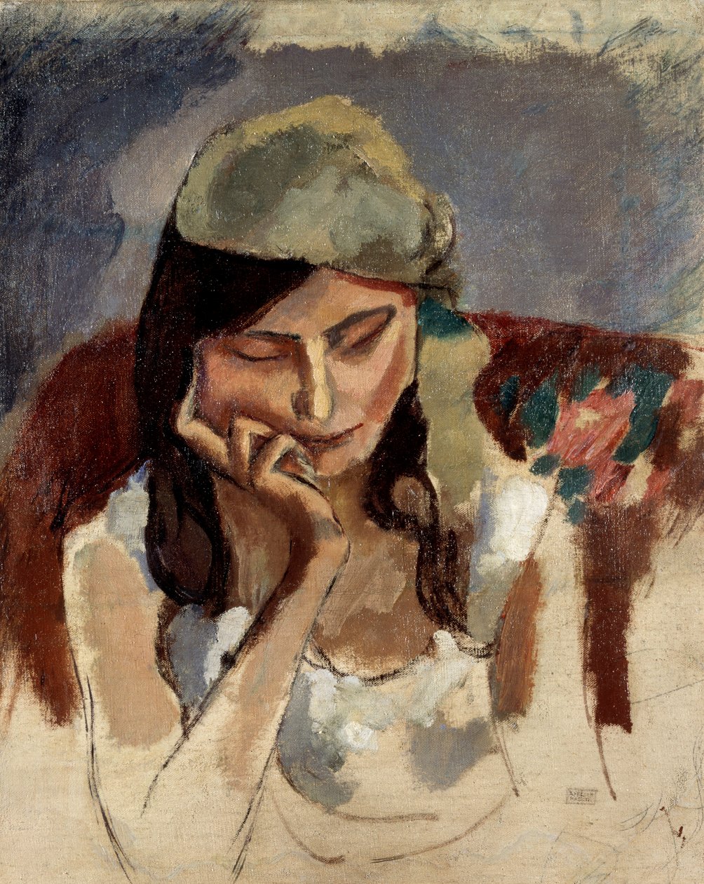 De dame met de tulband. Schilderij van Jules Pascin (1885-1930) door Jules Pascin