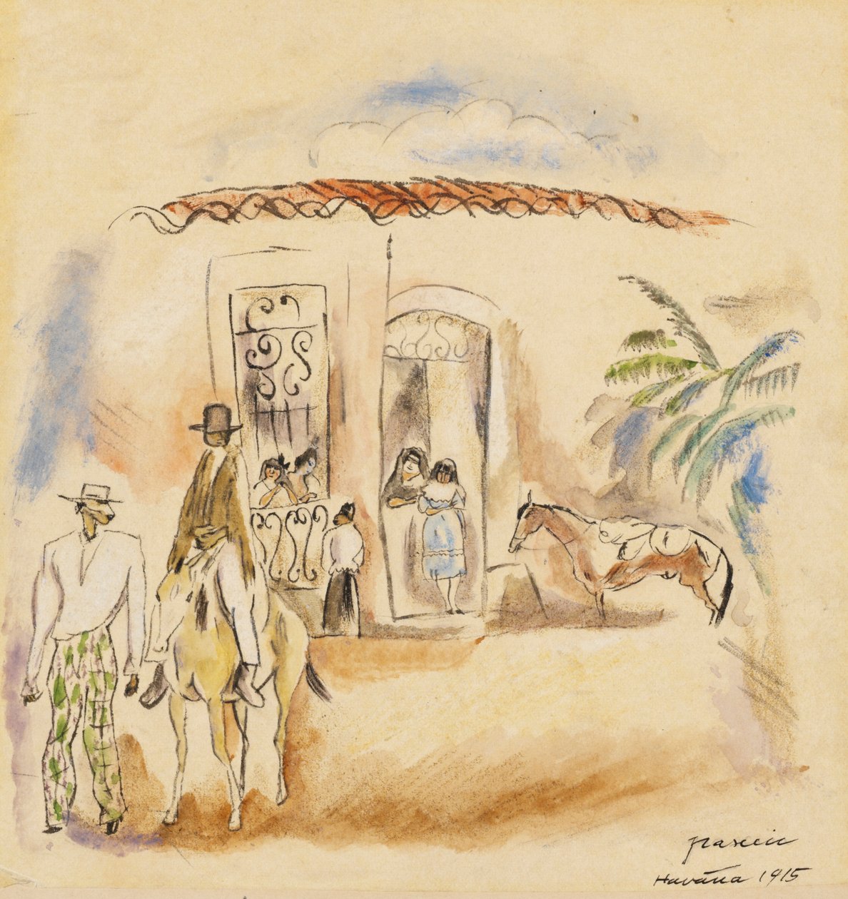 Landschap met figuren, Havana, 1915 door Jules Pascin