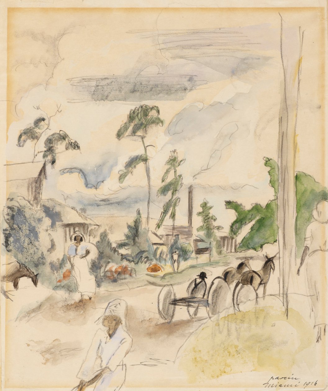 Landschap met figuren, Miami, 1916 door Jules Pascin