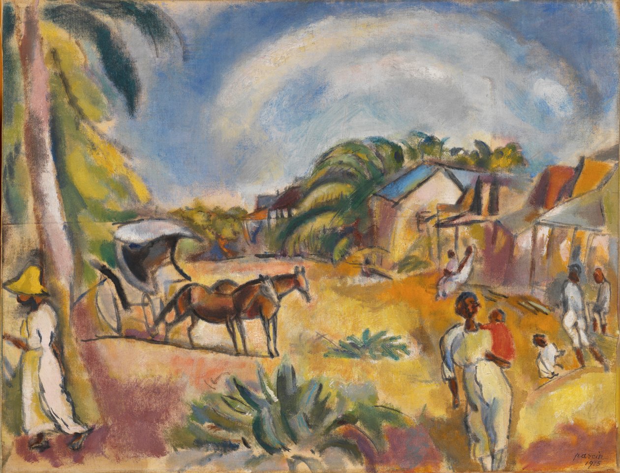 Landschap met Figuren en Koets door Jules Pascin