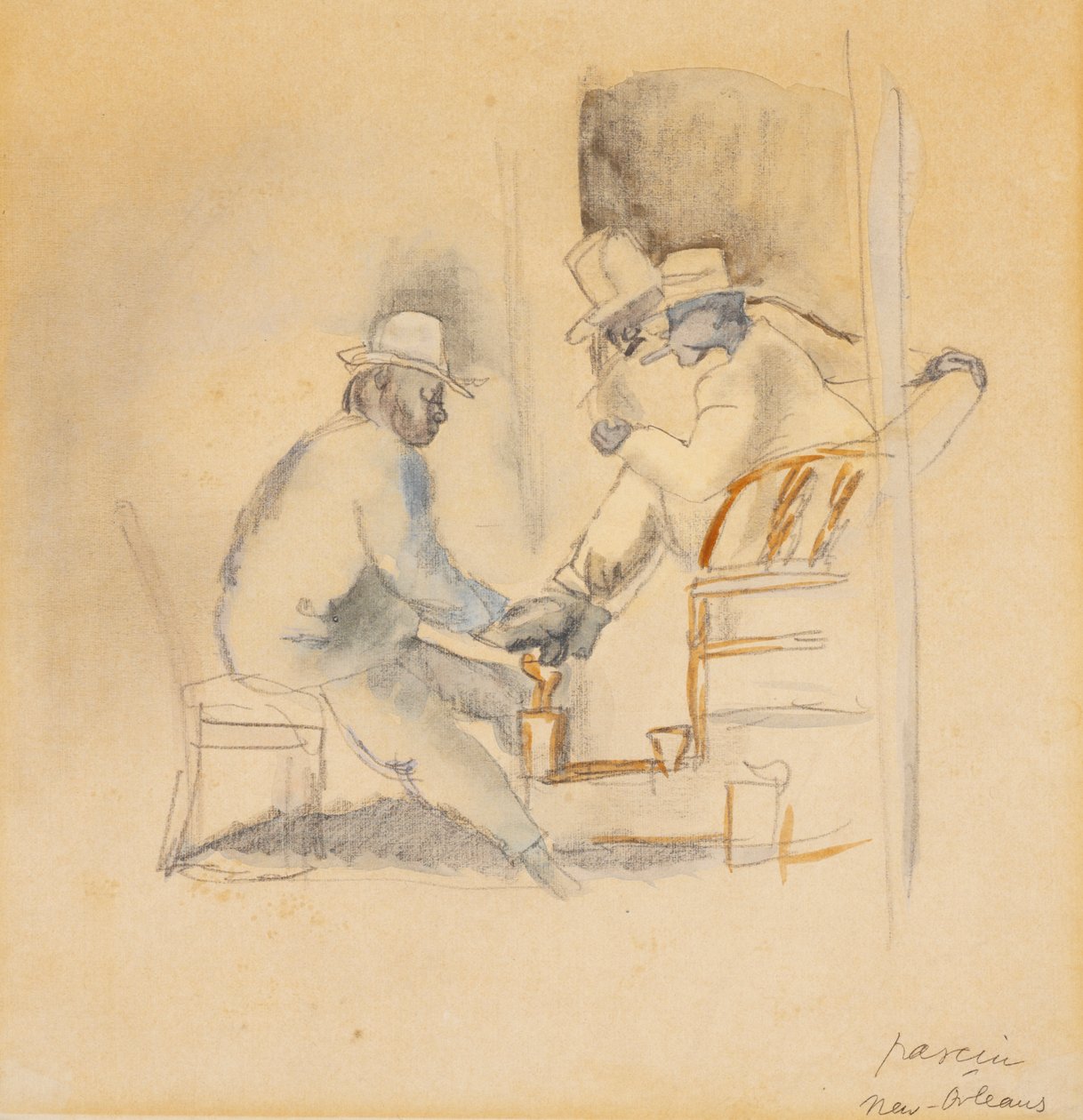 Schoenpoetser door Jules Pascin