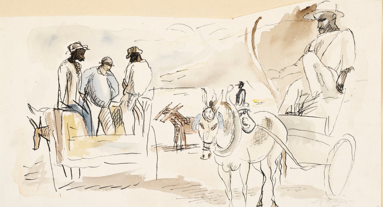 Slaven en twee karren door Jules Pascin