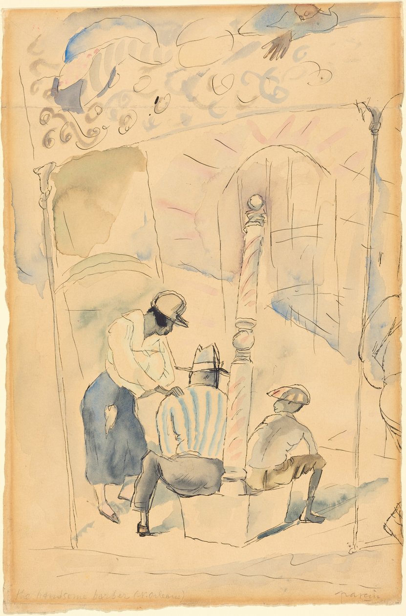 Der hübsche Barbier door Jules Pascin