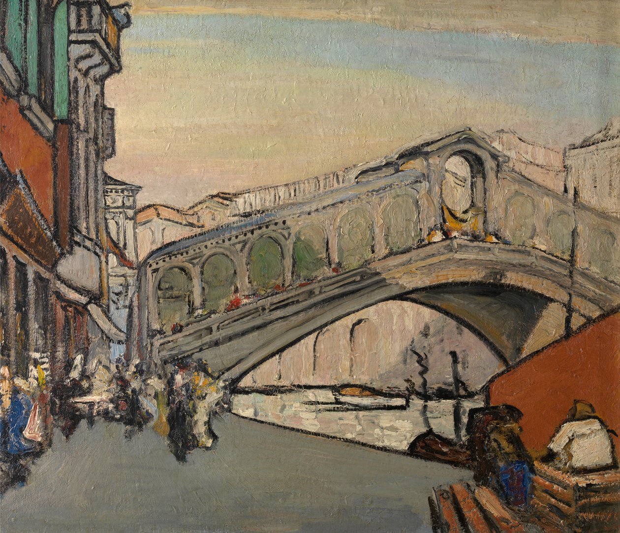 De Rialtobrug in Venetië door Jules Schmalzigaug