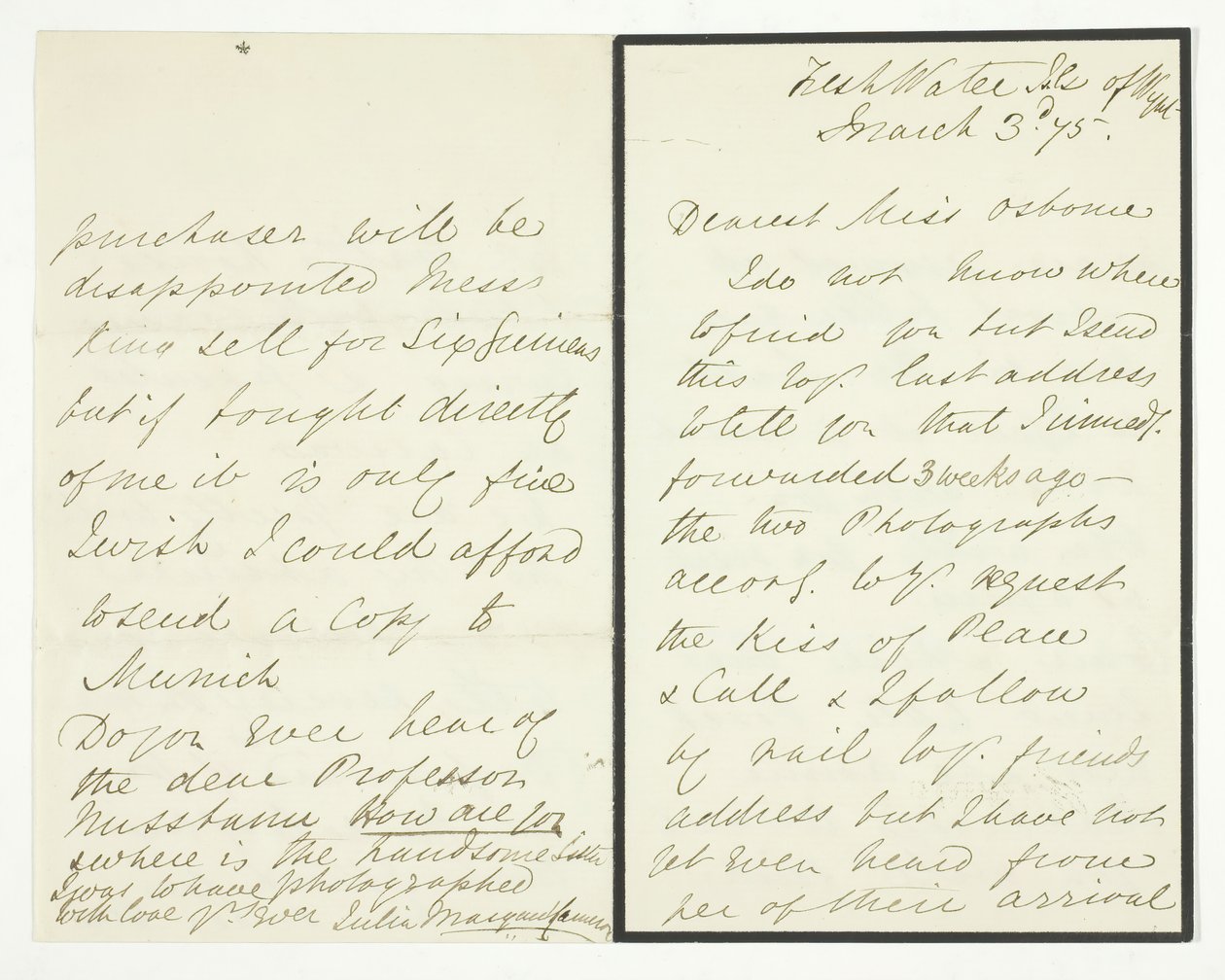 Handgeschreven Brief, 3 maart 1875 door Julia Margaret Cameron