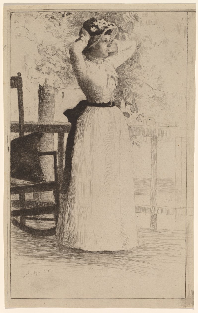 Portret van juffrouw Hoe door Julian Alden Weir