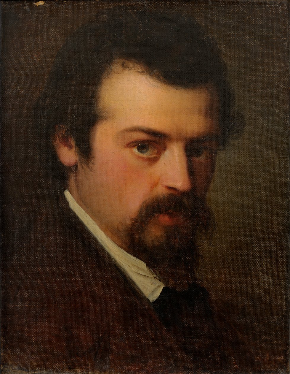 Portret van kunstenaar Aleksander Hagen door Julie Wilhelmine Hagen Schwarz