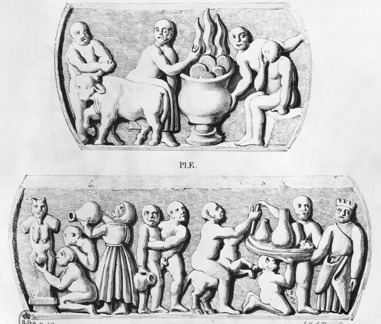 Gnostische Eucharistie, kopie van gnostische kist, gegraveerd door Thierry freres (19e eeuw) door Julien Leopold Boilly