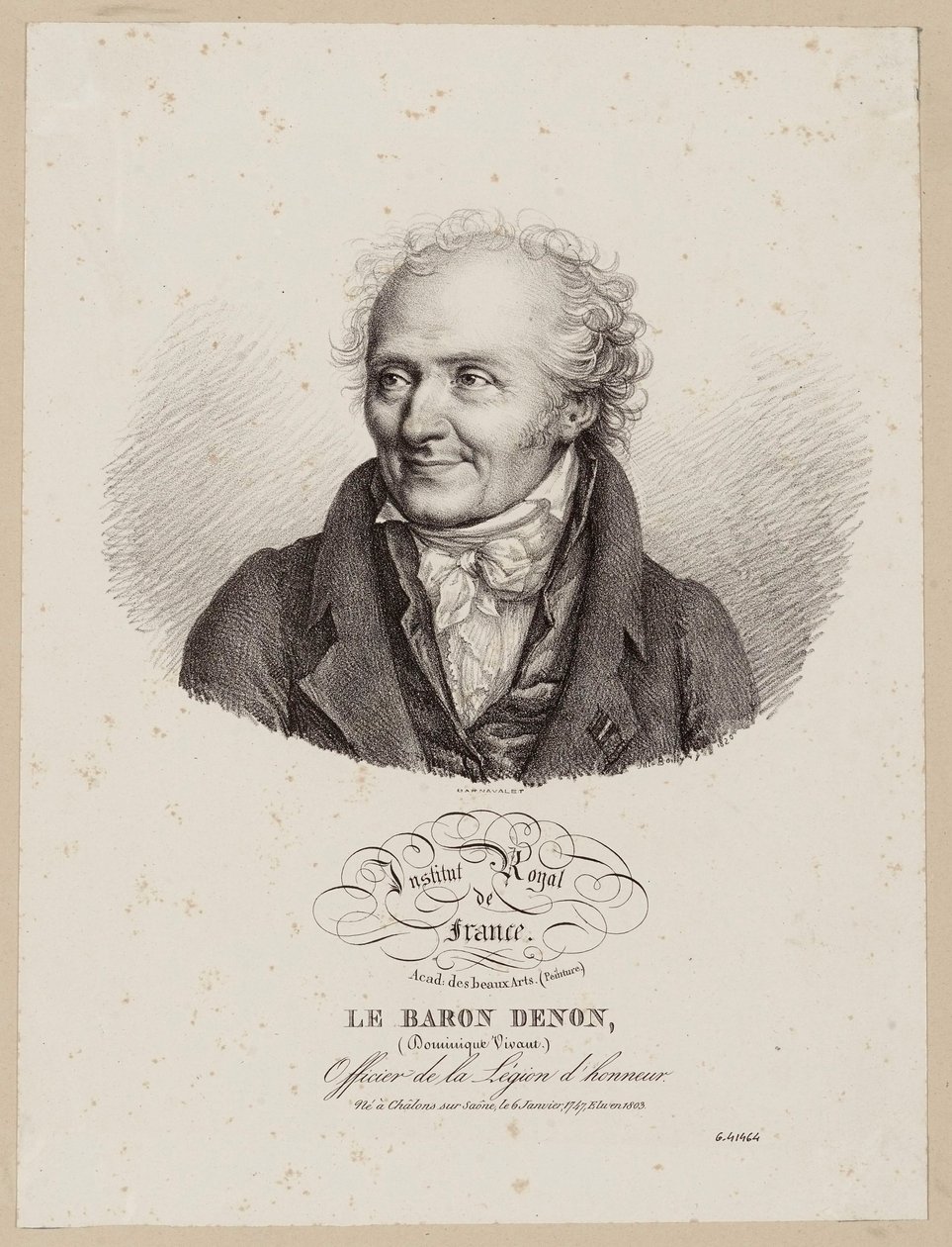 Koninklijk Instituut van Frankrijk / Academie voor Schone Kunsten (Schilderkunst) / Baron Denon / (Dominique Vivant) / Officier van het Legioen van Eer. door Julien Leopold Boilly