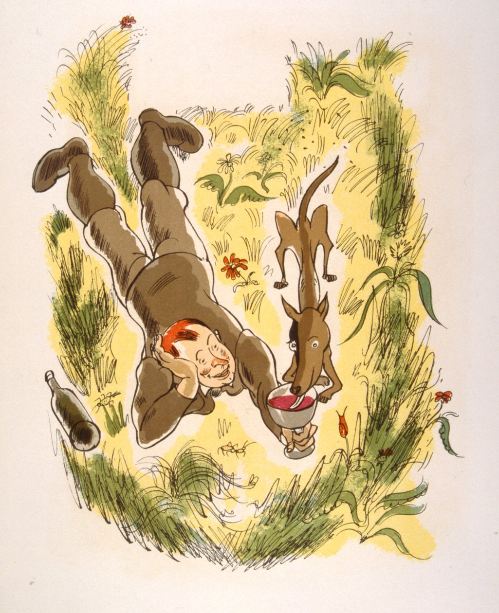 Humoristische wijnillustratie 1946 door Julien Pavil