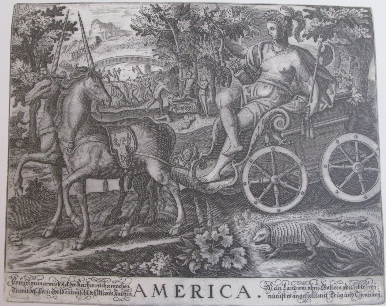 Amerika door Julius Goltzius