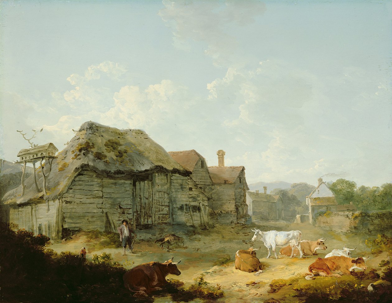 Een Boerderij, Otford, Kent door Julius Caesar Ibbetson