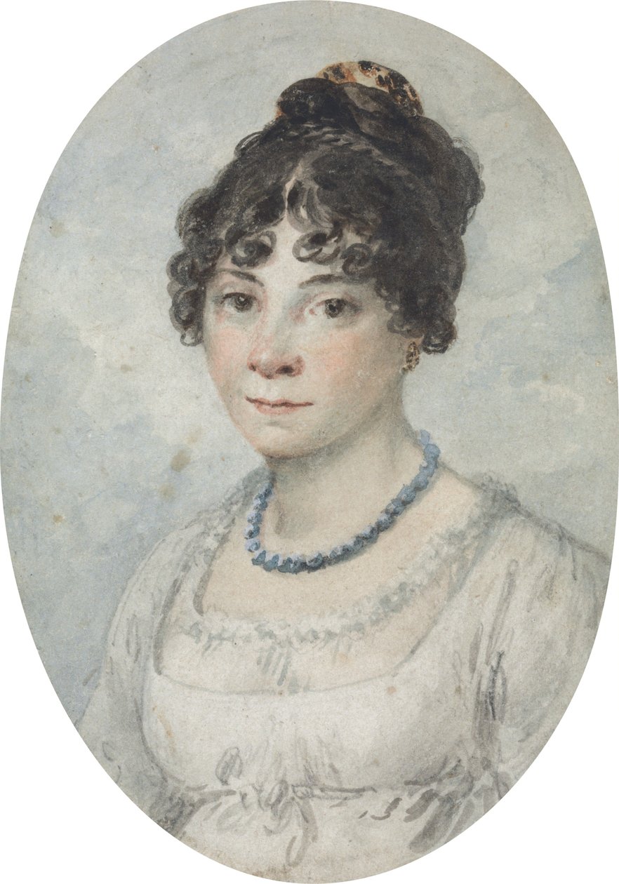 Portret van een dame, Bella Ibbetson genoemd, de tweede vrouw van de kunstenaar door Julius Caesar Ibbetson
