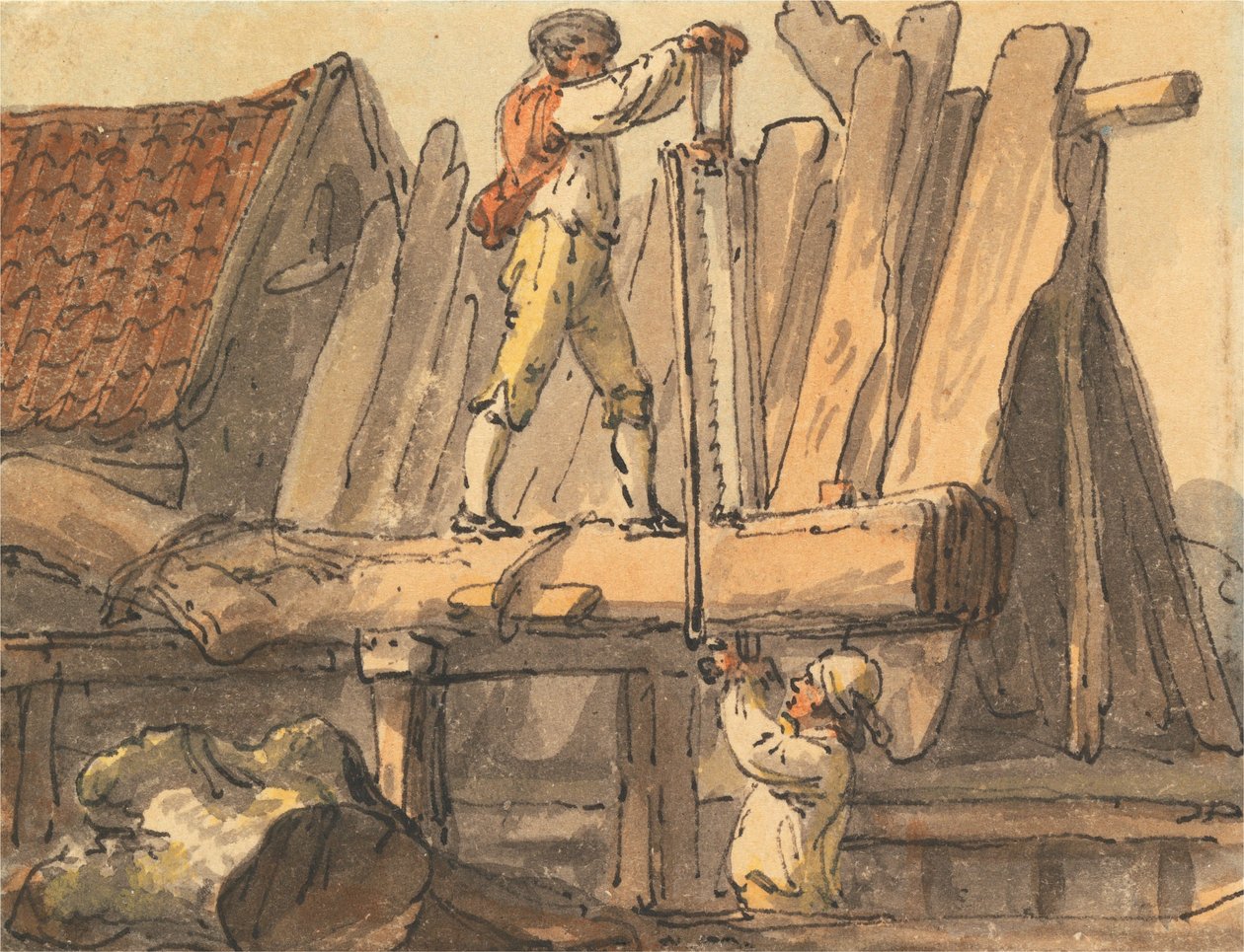 In planken gezaagd door Julius Caesar Ibbetson