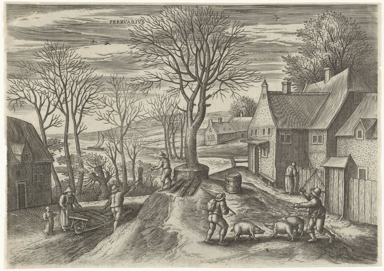 Februari (titel op object) door Julius Goltzius