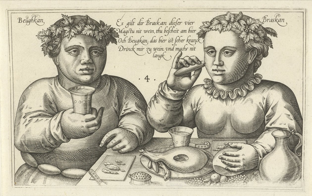 Veelvraat en Drinkeboer door Julius Goltzius