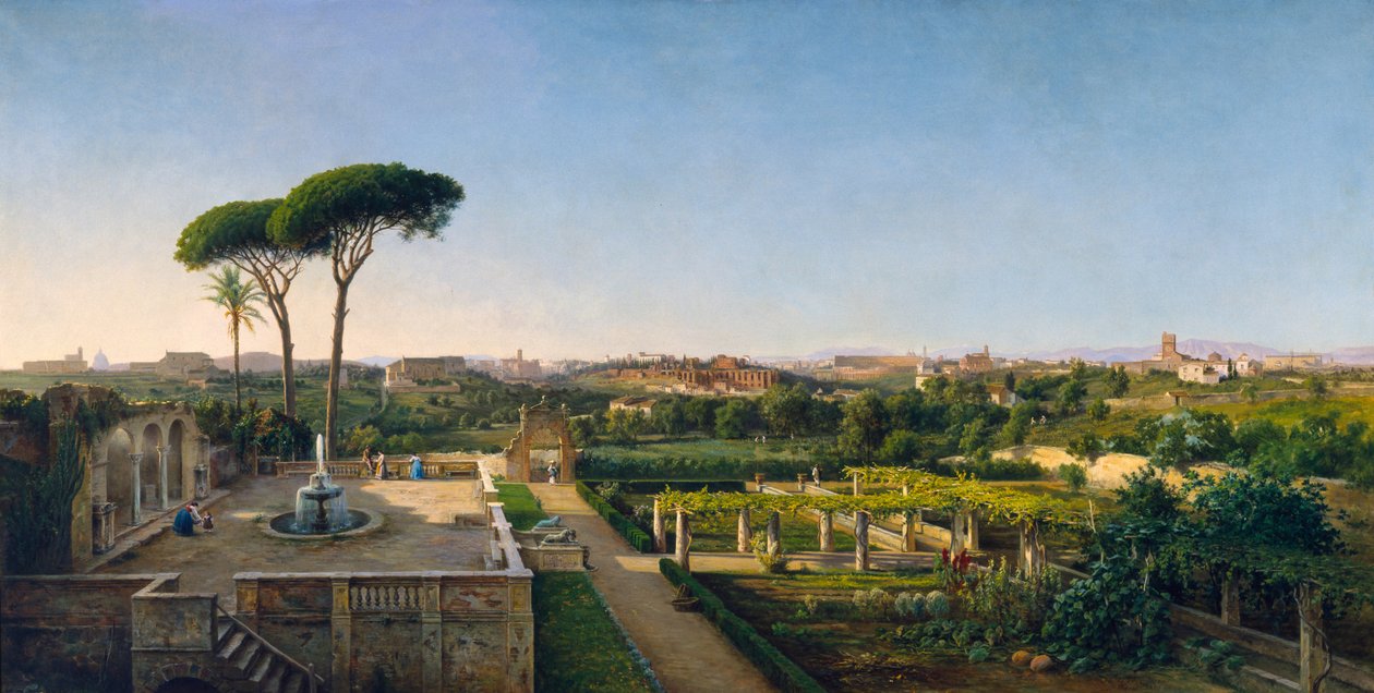 Een Uitzicht op Rome vanaf de Aventijn, 1873 door Julius O. Montalant