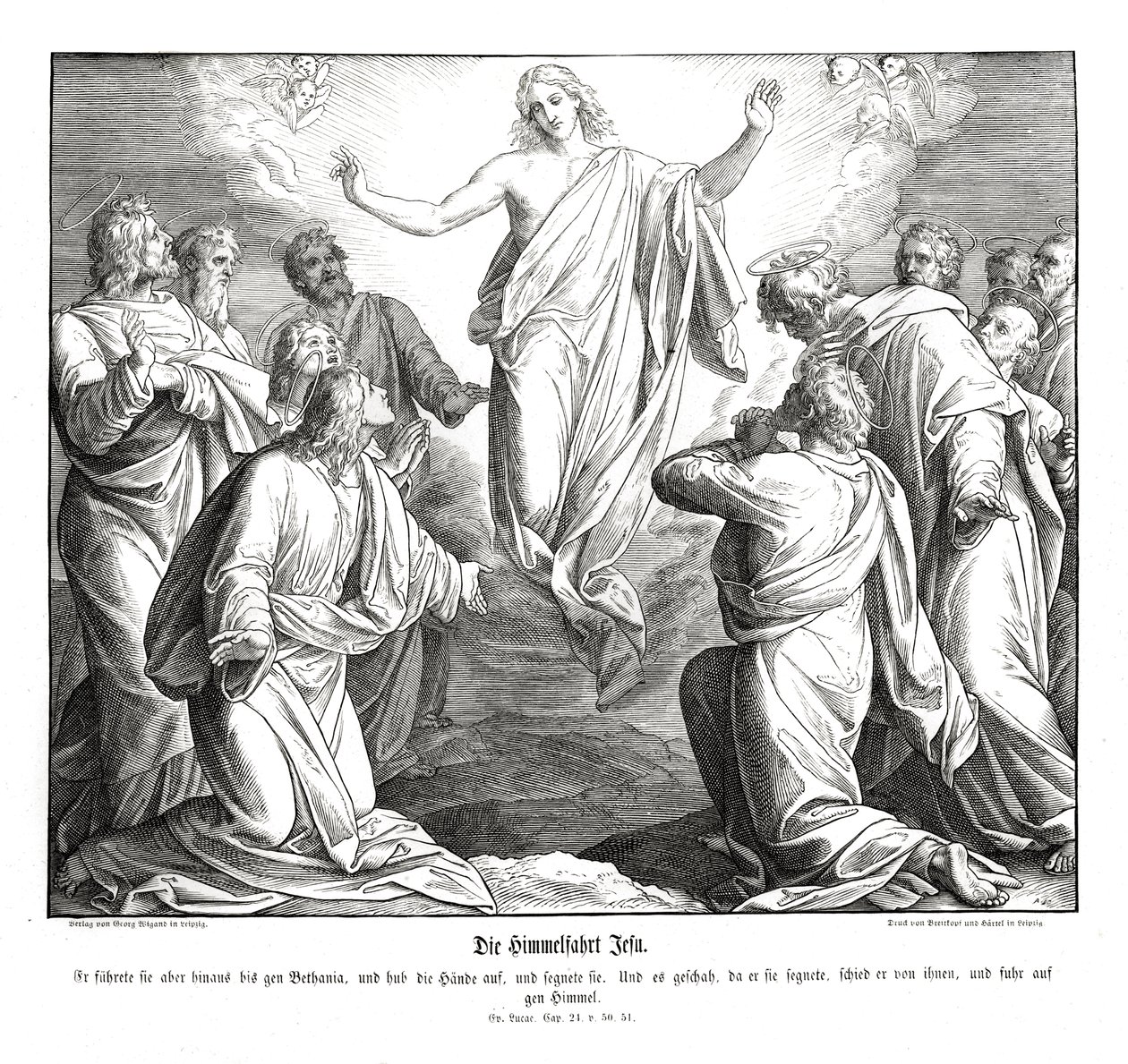 Hemelvaart van Christus, Evangelie van Lucas door Julius Schnorr von Carolsfeld