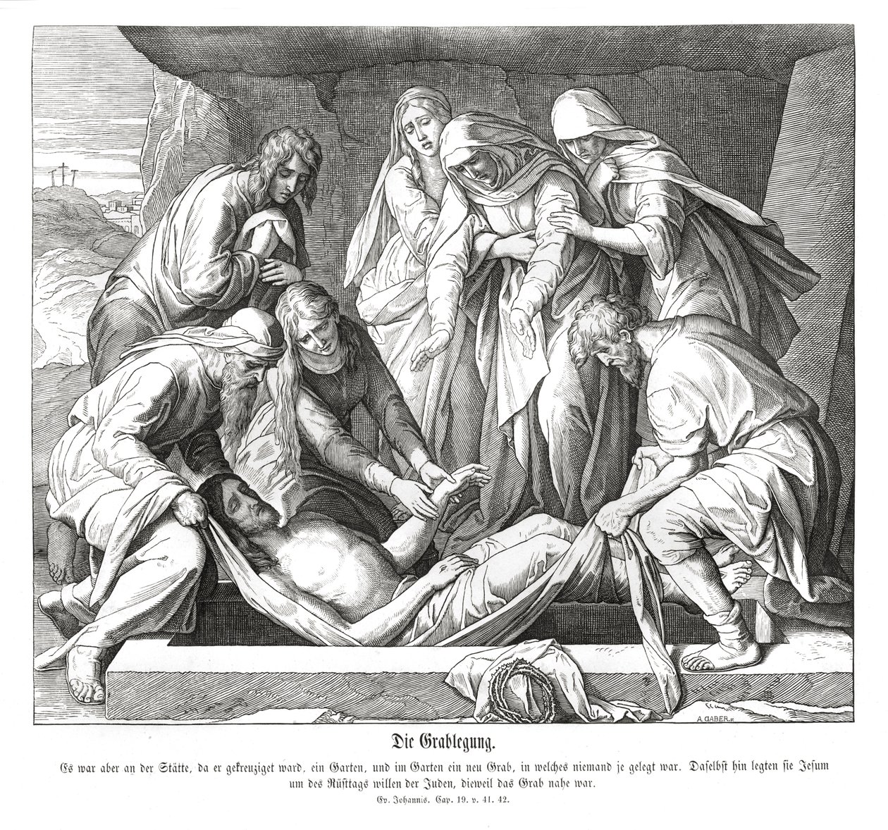 Begrafenis van Jezus, Evangelie van Johannes door Julius Schnorr von Carolsfeld