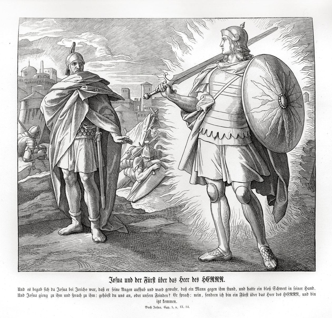 Kapitein van het leger van de Heer buiten Jericho, Jozua door Julius Schnorr von Carolsfeld