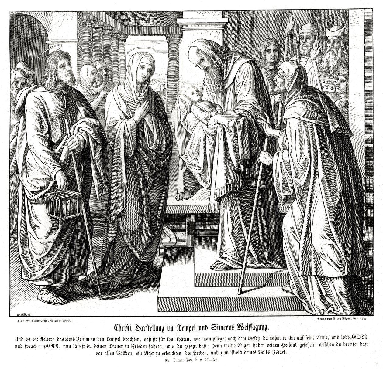 Christus wordt in de tempel gepresenteerd, Evangelie van Lucas door Julius Schnorr von Carolsfeld