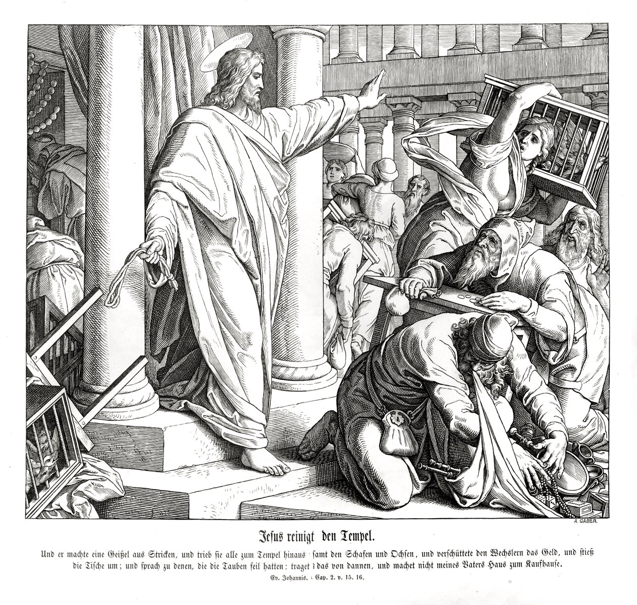 Reiniging van de tempel, Evangelie van Johannes door Julius Schnorr von Carolsfeld