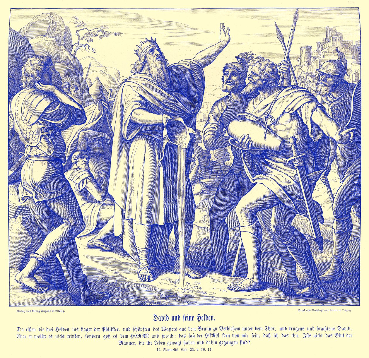David en de drie machtige mannen, 2 Samuel door Julius Schnorr von Carolsfeld