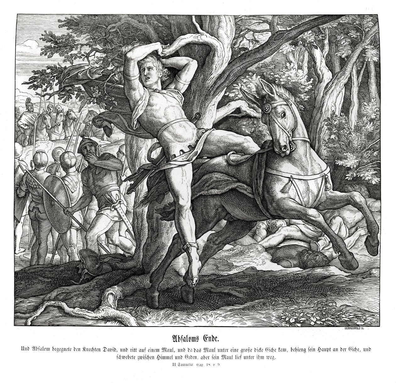 Dood van Absalom door Julius Schnorr von Carolsfeld