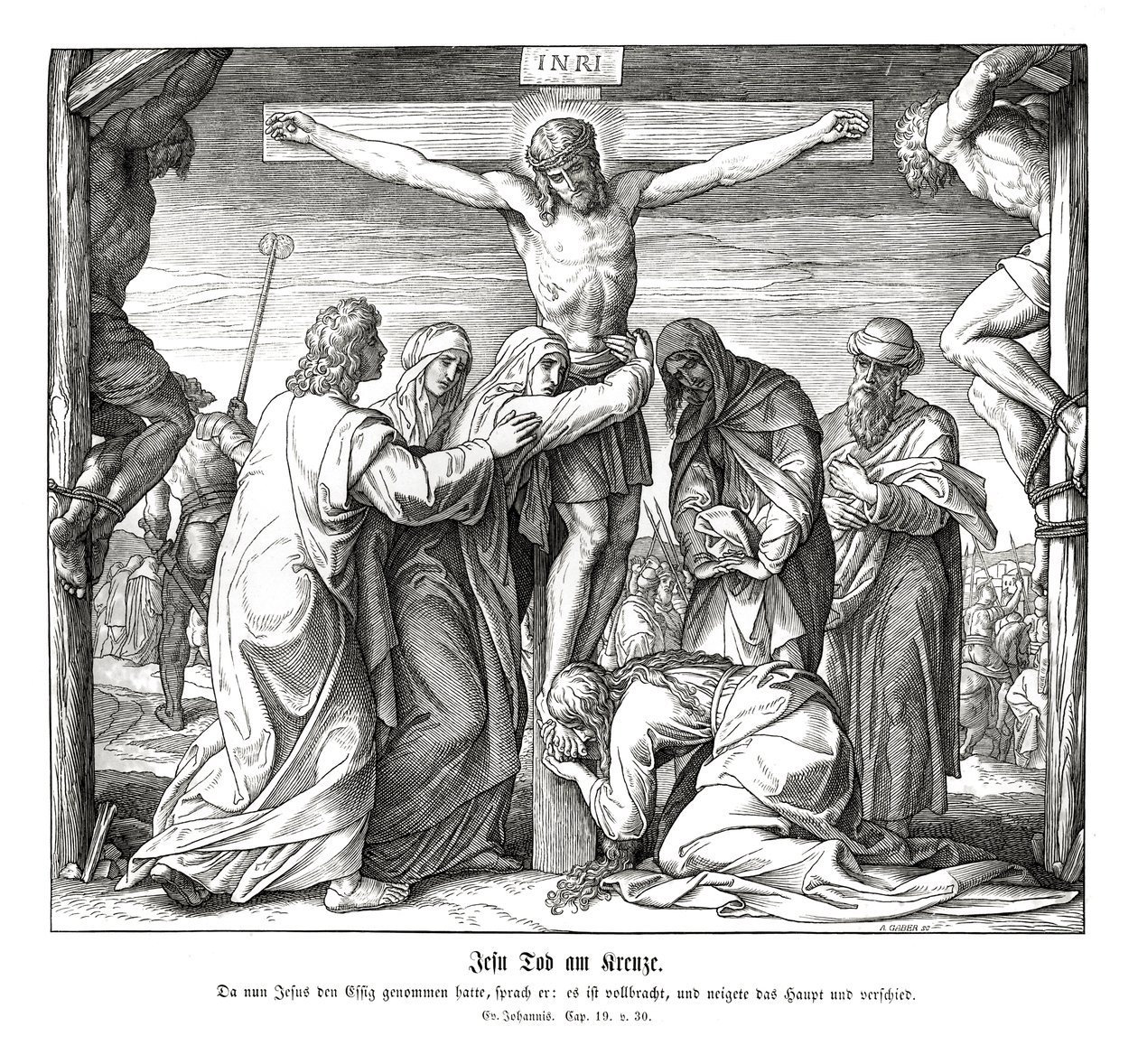 De dood van Jezus aan het kruis, Evangelie van Johannes door Julius Schnorr von Carolsfeld