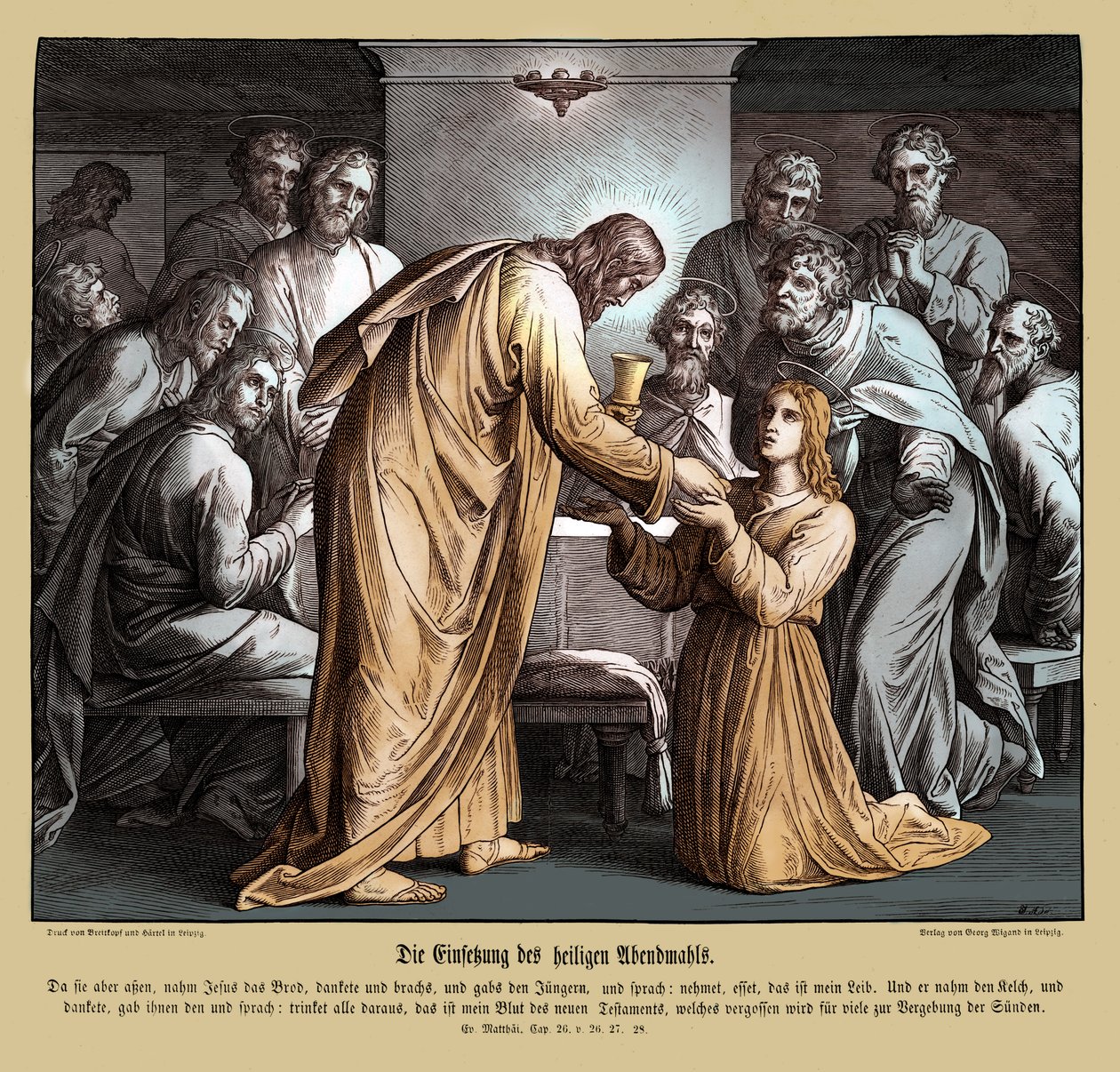 Eucharistie, Evangelie van Matteüs door Julius Schnorr von Carolsfeld