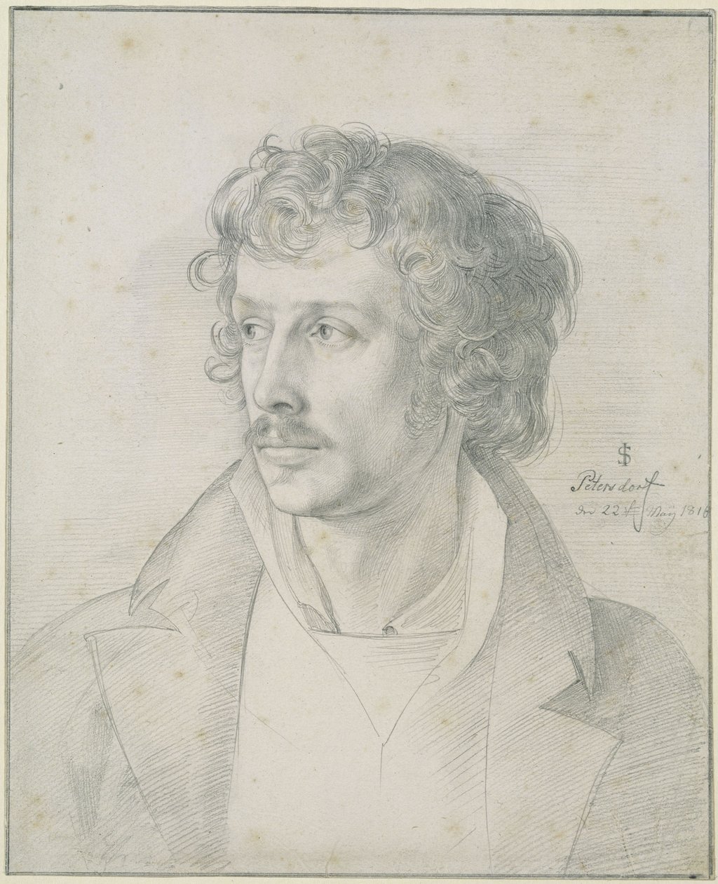 Friedrich Olivier op 25-jarige leeftijd, borstbeeld, naar links kijkend door Julius Schnorr von Carolsfeld