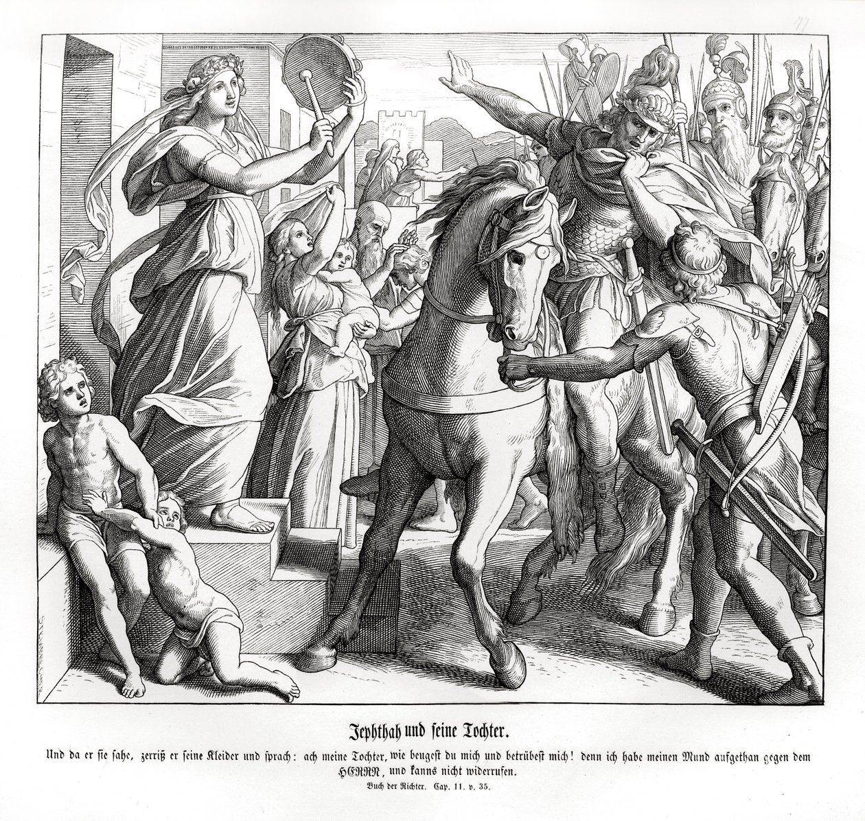 Jefta en zijn dochter, Rechters door Julius Schnorr von Carolsfeld