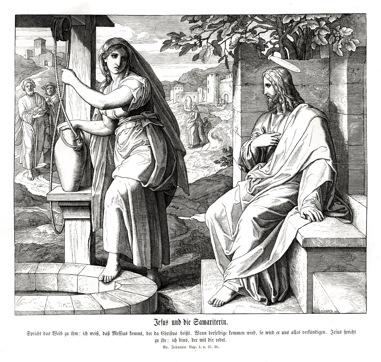 Jezus en de Samaritaanse vrouw, Evangelie van Johannes door Julius Schnorr von Carolsfeld