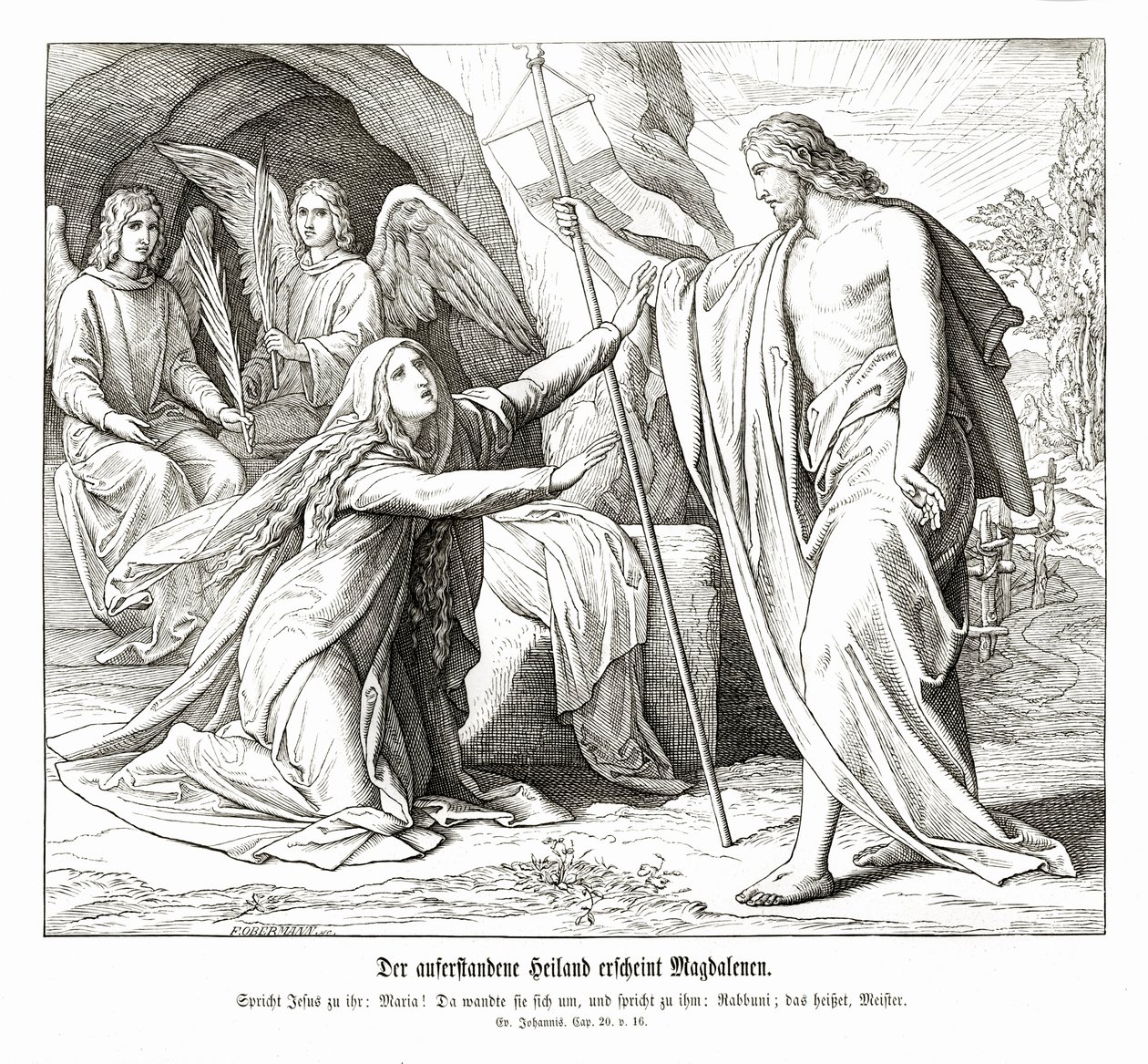 Jezus verschijnt aan Maria Magdalena, Evangelie van Johannes door Julius Schnorr von Carolsfeld